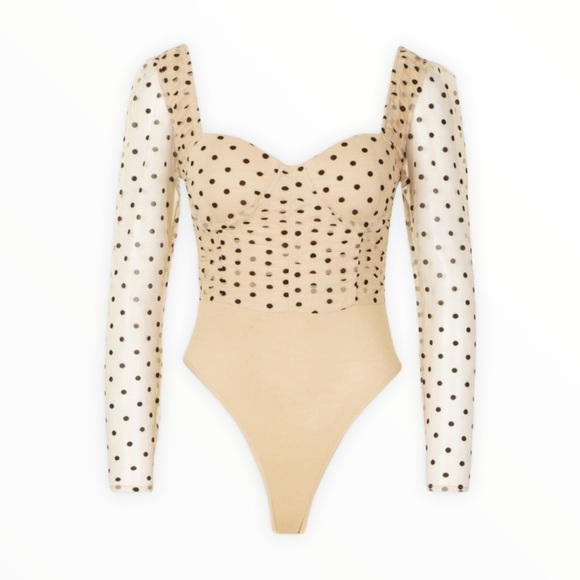Boohoo Polka Dot Nude Bodysuit - Picture 1 of 3